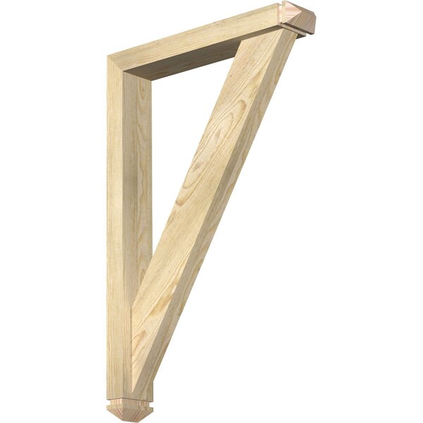 Ekena Millwork Traditional Arts and Crafts Rough Sawn Bracket w/ Offset Brace, Douglas Fir, 4"W x 22"D x 34"H BKT0402X22X34TRA03RDF - main
